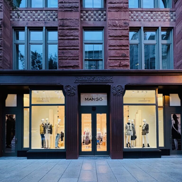 Front view of the completed Mango F Street storefront in Washington, DC